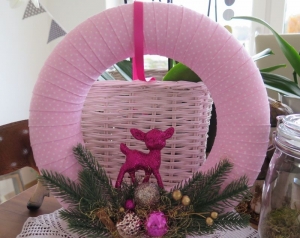 Türkranz rosa pink Weihnachten Kranz Weihnachtsdeko Advent Winter Deko