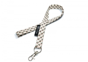 Milo-Schaly Schlüsselband lang mit Karabiner Glücksklee Schlüsselanhänger cremefarben braun
