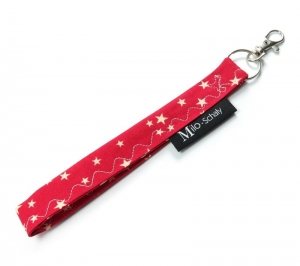 Milo-Schaly Schlüsselband mit Karabiner Schlüsselanhänger Stoff rot Sterne