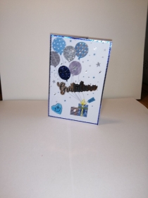 Geburtstagskarte in blau/weiß für eine Frau oder einen Mann  - Handarbeit kaufen