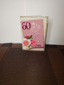 Geburtstagskarte zum 60 für eine Frau mit rosafarbenen Rosen - Handarbeit kaufen