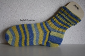  Socken handgestrickt, Größe 40/41, Fb.: blau,gelb Artikel 4306 handgestrickt, bei Paul & Paulinchen   