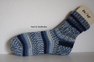  Socken handgestrickt, Größe 44/45, Artikel 4365 Fb.: blau bei Paul & Paulinchen  