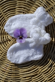 Babysocken Socken Erstlingssocken Stricksocken weiß Glitter handgestrickt gestrickt 0 - 6 Monate Taufe 