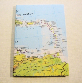 KARIBIK Kleine Antillen ♥ schönes Notizbuch Landkarte *upcycling*