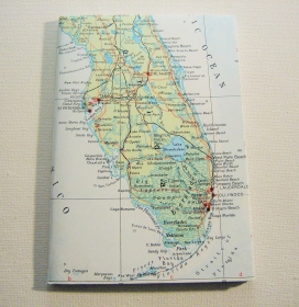 FLORIDA Miami ♥ schönes Notizbuch Landkarte *upcycling* - Handarbeit kaufen
