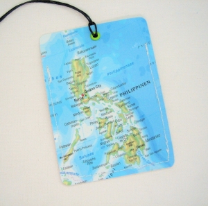 Kofferanhänger PHILIPPINEN ♥ Manila Landkarte *upcycling* - Handarbeit kaufen