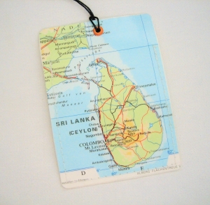 Kofferanhänger SRI LANKA ♥ Colombo Landkarte *upcycling* 