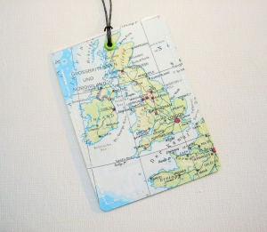 Kofferanhänger ENGLAND und IRLAND ♥ Landkarte *upcycling*