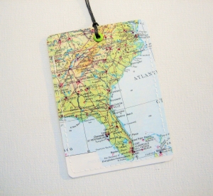Kofferanhänger FLORIDA ♥ Amerika Landkarte *upcycling*