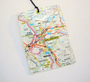Kofferanhänger SALZBURG ♥ Österreich Landkarte *upcycling*
