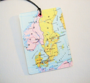 Kofferanhänger SCHWEDEN ♥ Stockholm Landkarte *upcycling*