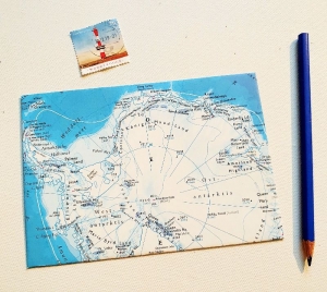 ANTARKTIS Südpol ♥ toller Briefumschlag Landkarte *upcycling*