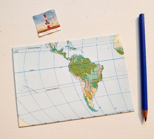 SÜDAMERIKA Brasilien ♥ toller Briefumschlag Landkarte *upcycling*