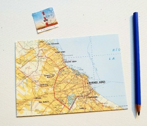 BUENOS AIRES Argentinien ♥ toller Briefumschlag Landkarte *upcycling*