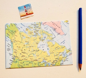 KANADA ♥ toller Briefumschlag Landkarte *upcycling*