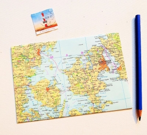 DÄNEMARK Kopenhagen ♥ toller Briefumschlag Landkarte *upcycling* - Handarbeit kaufen