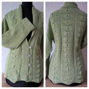 Handgestrickte Jacke - Gr. XL - in der Farbe pistaziengrün - Kurzjacke, Tailliert,   - Handarbeit kaufen