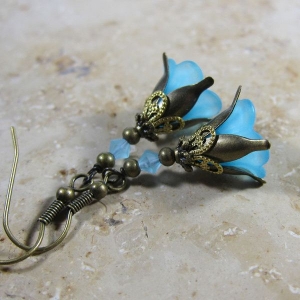 Ohrringe Elfenzauber türkis handgefertigt Vintage Stil Blumen Blüten Blütenohrringe Bronze Messing 4339.180812.190424_fotojet-11