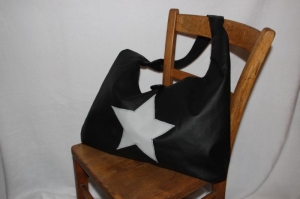 Kunstleder Tasche XL Stern groß schwarz - Handarbeit kaufen