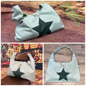 Kunstleder Tasche XL Stern groß mintgrün - Handarbeit kaufen