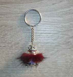 Schlüsselanhänger/Taschenanhänger Froschkönig silber-lila-rot - Handarbeit kaufen