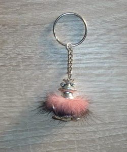Schlüsselanhänger/Taschenanhänger Froschkönig silber-lila-rosa