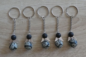 5 handgefertigte Schlüsselanhänger mit Metallflügeln - Engel   - Handarbeit kaufen