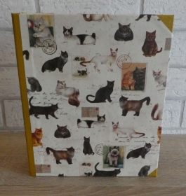 Handgefertigtes Ringbuch für DIN A5 aus Pappe, Papier und Buchleinen - Motiv: Katzen (Kopie id: 100303482) - Handarbeit kaufen