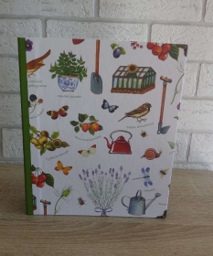 Handgefertigtes Ringbuch für DIN A5 aus Pappe, Papier und Buchleinen mit Metallecken - Garten - Handarbeit kaufen