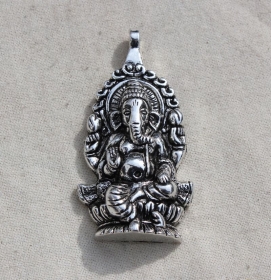 1x großer Anhänger Ganesha Antik Silberfarben   - Handarbeit kaufen