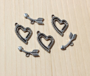 3x Knebelverschluss Antik Silberfarben Herz  - Handarbeit kaufen