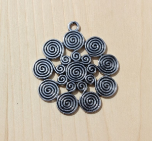1x Anhänger Ornament Spirale Wirbel Antik Silberfarben     - Handarbeit kaufen