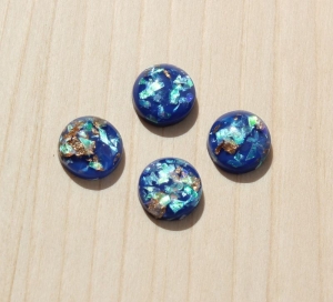 4x Resin Cabochon 12mm Glitter dunkelblau - Handarbeit kaufen