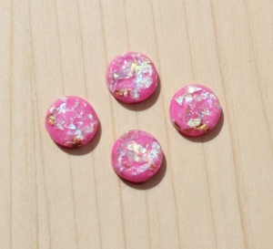 4x Resin Cabochon 12mm Glitter pink - Handarbeit kaufen