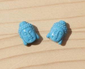2x schöne Buddha Perlen 15x11mm blau - Handarbeit kaufen