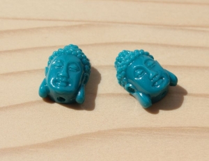 2x schöne Buddha Perlen 15x11mm Smaragd - Handarbeit kaufen