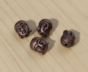 4x Metallperlen Buddha 11x9mm Kupferfarben - Handarbeit kaufen