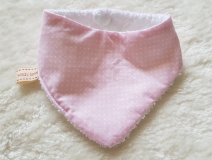 rosa Halstuch Sabberlätzchen Dreiecktuch mit weißen Punkten genäht kaufen