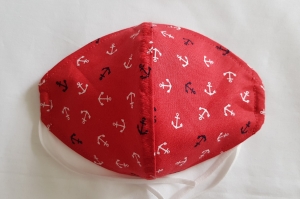 waschbare Behelfs-Mund- und Nasenmaske 1 Stück maritim rot Anker Baumwolle einlagig genäht kaufen