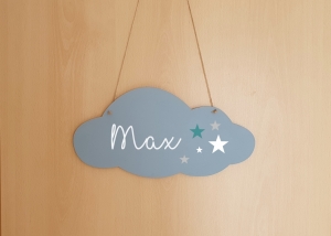 Kinderzimmer Namensschild Türschild Wolke Mädchen Jungen personalisiert