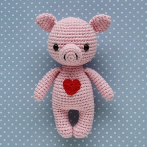Häkeltier Schweinchen Mini pink aus Baumwolle  