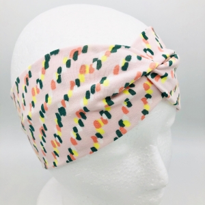 Stirnband, KU 43 - 47 cm, Haarband, Bandeau, Boho-Stirnband, zartrosa mit Tupfen  - Handarbeit kaufen
