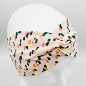 Stirnband, KU 54 - 56 cm, Haarband , Bandeau, Boho-Stirnband, zartrosa mit Tupfen  - Handarbeit kaufen
