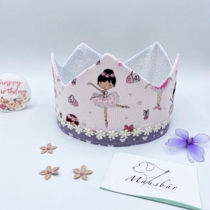 Geburtstagskrone, rosa, kleine Ballerina, Krone für Mädchen, von Mausbär