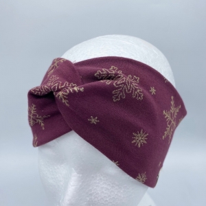Stirnband, KU 50 - 53 cm, Haarband , Bandeau , Knoten Stirnband, Schneeflocke, von Mausbär   - Handarbeit kaufen