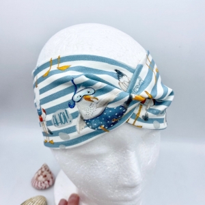 Stirnband, KU 54 - 56 cm, Haarband , Bandeau , Knoten Stirnband, Meer, von Mausbär    - Handarbeit kaufen