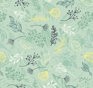 Wandbordüre - selbstklebend | Blätter & Blumenstängel - 20 cm Höhe | Vlies Bordüre mit dezenten floralem Muster - Handarbeit kaufen