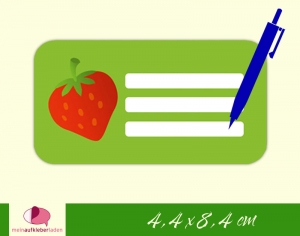 12 Heftaufkleber 4,4 x 8,4 cm | Erdbeere | Schuletiketten zum selber beschriften   - Handarbeit kaufen