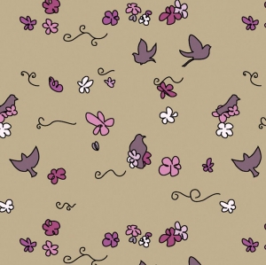 Wandbordüre - selbstklebend | Millefleurs Blüten und Vögel - 12 cm Höhe | Vlies Bordüre mit zarten Blüten und kleinen Tauben - Handarbeit kaufen